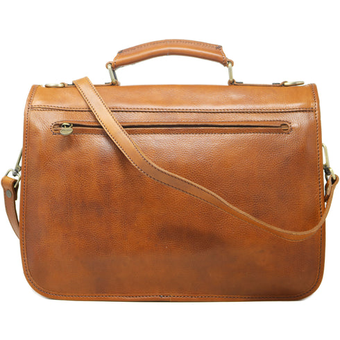 Italian Leather Briefcase Messenger Bag Floto Poste tobacco brown 3